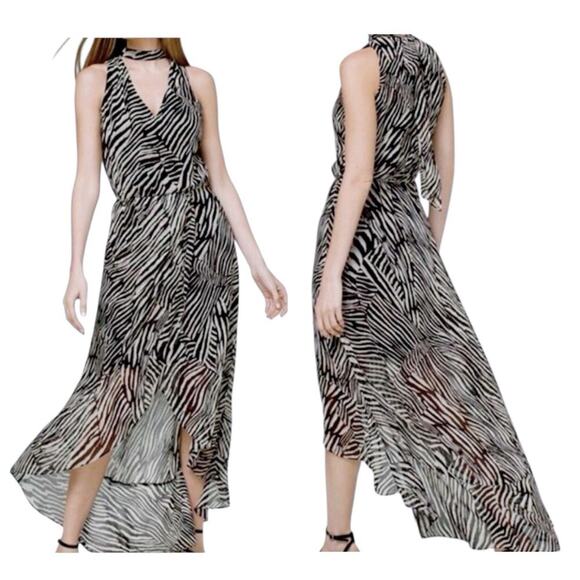 WHBM Resort Zebra Animal Print High Low Dress Size 8 Coastal Flowy Vacay Beach - Picture 1 of 16